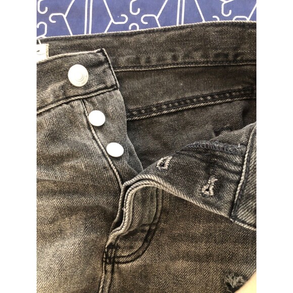 We The Free Free People High Rise Denim Shorts 30 /10 Button Fly Distressed Raw - Picture 12 of 14
